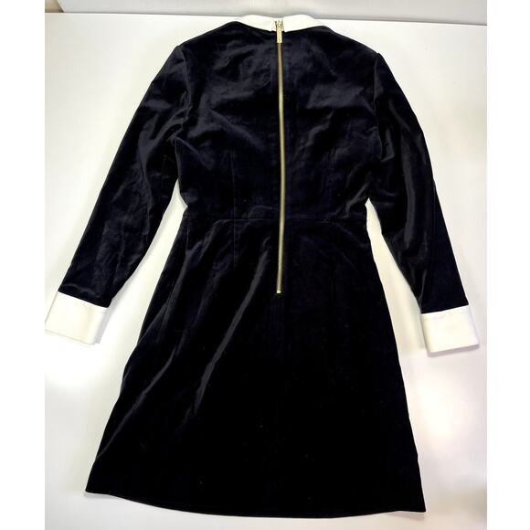Ted Baker Small Velvet Black Dress Embellished Collar Wednesday Addams (Sz 1=4) - Picture 7 of 16
